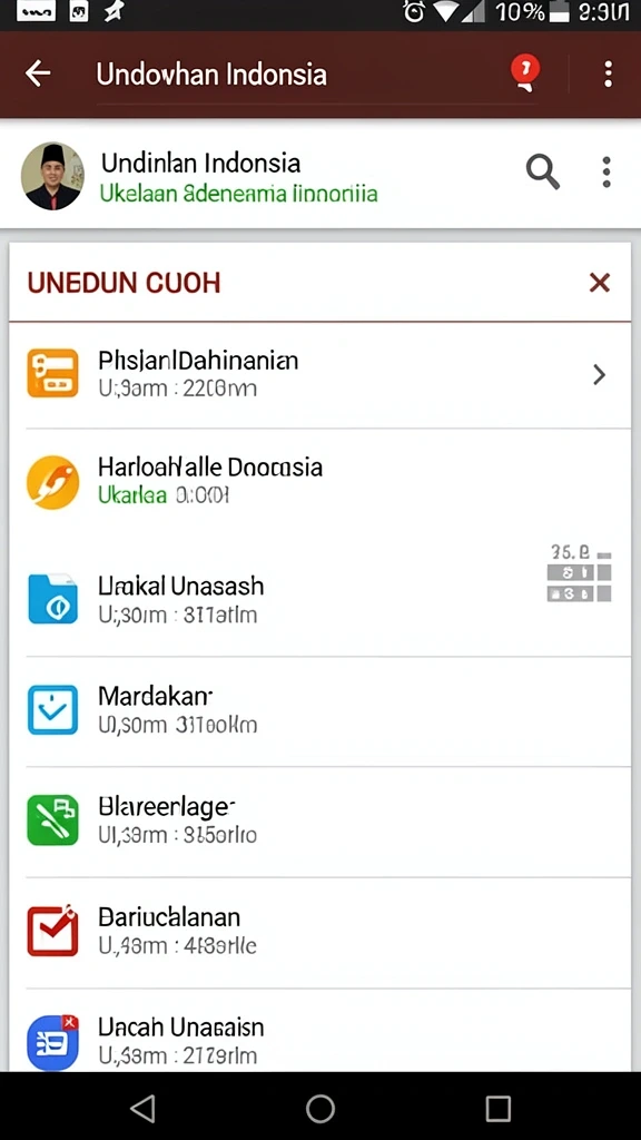 Tampilan menu yang intuitif dan mudah dinavigasi.