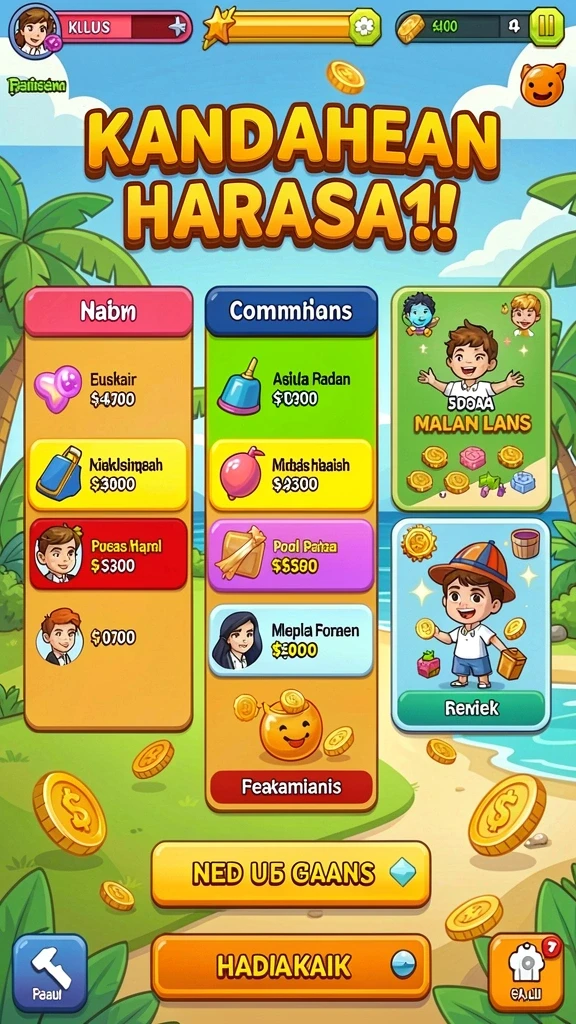 Visualisasi permainan yang kaya warna.