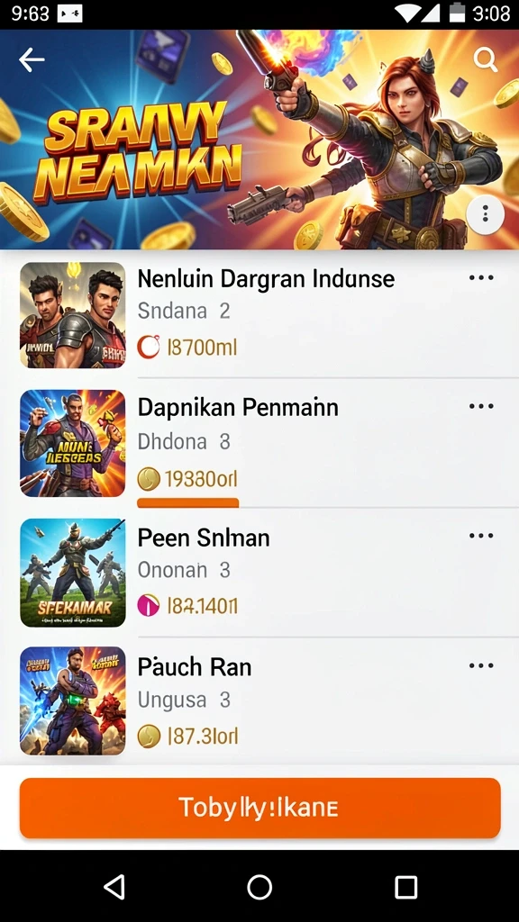 Menampilkan layar utama dengan berbagai tema slot.