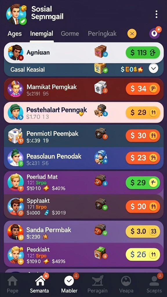 Tampilan menu permainan yang intuitif dan user-friendly.